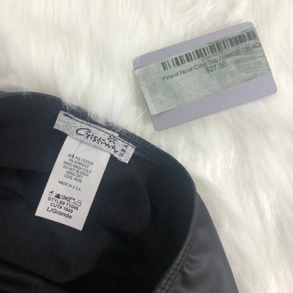 NWT Pleather Strapless Black Crop Top - Large - Picture 3 of 3